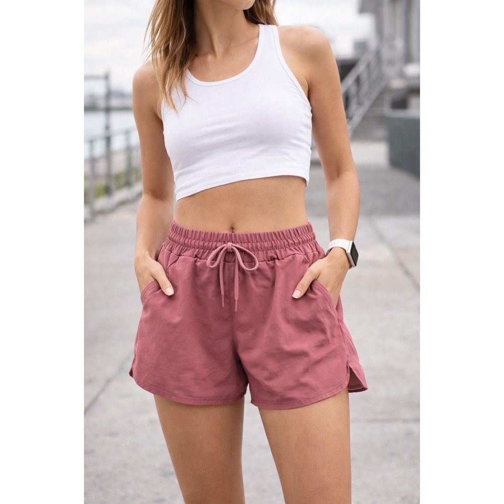 Womens Running Shorts Large Mauve Pink Excellent Split Hem Workout Gym Yoga